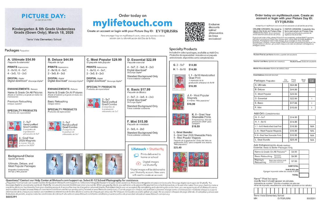 Lifetouch - K/5th grade/Grado